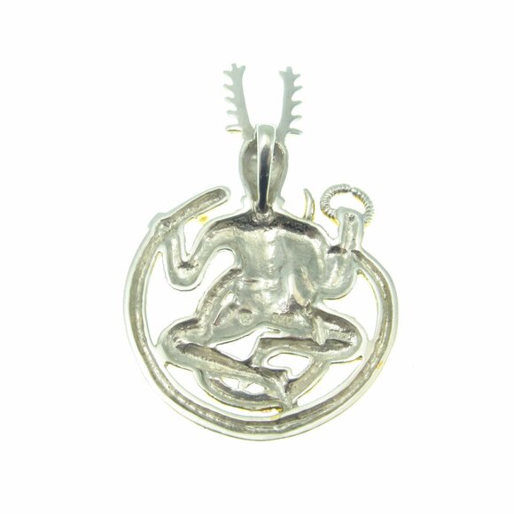 Solid 925 Sterling Silver & 18k Gold Vermeil Celtic God Cernunnos Slide Pendant - Picture 7 of 8